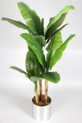 19 Yapraklı Gri Metal Saksıda Yapay Muz Ağacı 240 cm - Yapay Çiçek Sitesi