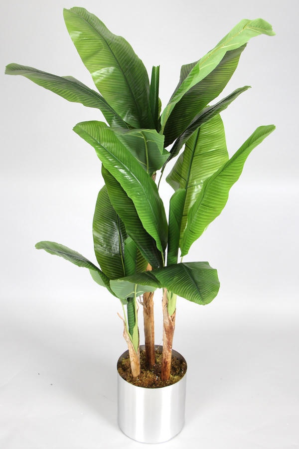 19 Yapraklı Gri Metal Saksıda Yapay Muz Ağacı 240 cm - 1