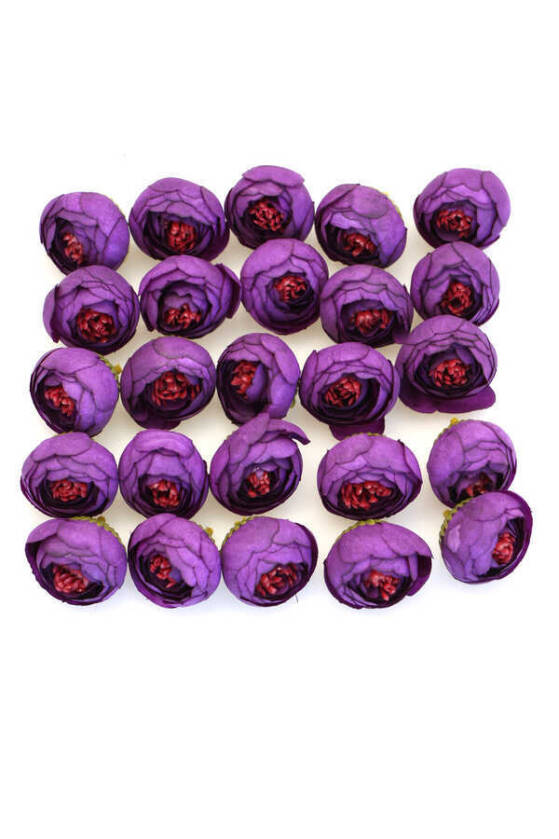 25li Paket Yapay Küçük Kafa Şakayık Koyu Mor - 1