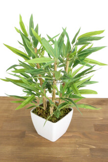 6 Gövdeli Mini Yapay Bambu Ağacı (Beyaz Melamin Saksıda) - Yapay Çiçek Sitesi