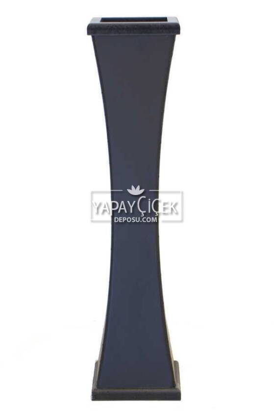 60 cm Siyah Ahşap Vazo İnce Belli Model - 1