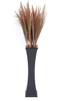 60 cm Siyah Ahşap Vazoda 100 cm Kızıl Pampas (Dökülmez) - Yapay Çiçek Sitesi