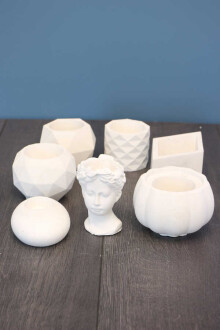 7li Beton Saksı Boyanabilir Hobi Seti - Yapay Çiçek Sitesi