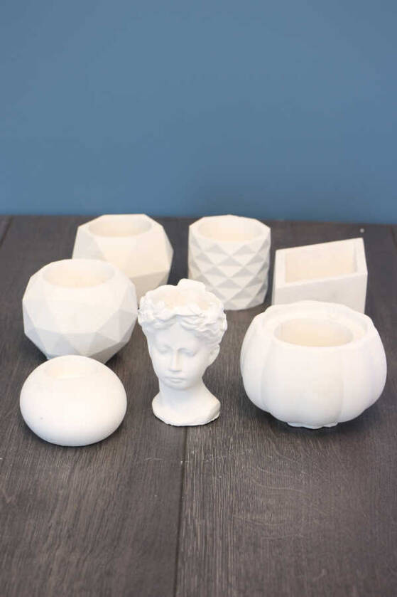 7li Beton Saksı Boyanabilir Hobi Seti - 1