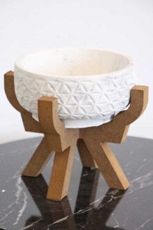 Ahşap Ayaklı Beton Saksi 17x15 cm - 2