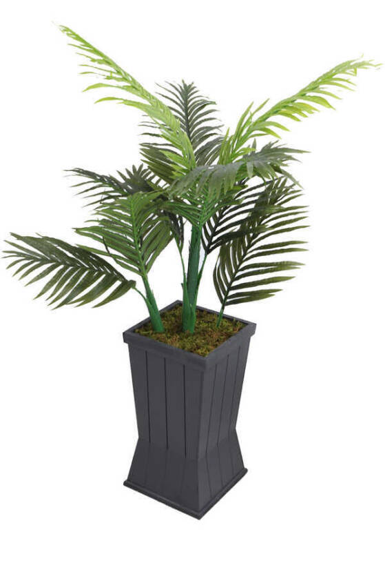 Ahşap Gri Saksıda 10 Yapraklı Yapay Areka Ağacı 135 cm - 2