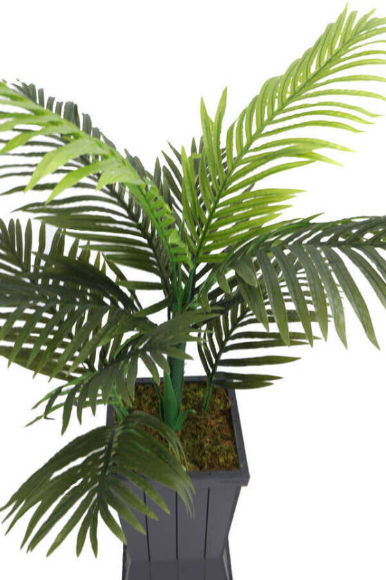 Ahşap Gri Saksıda 10 Yapraklı Yapay Areka Ağacı 135 cm - 3