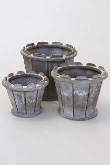 Ahşap Saksı 3lü Set Sepet Model Eskitme - Yapay Çiçek Sitesi