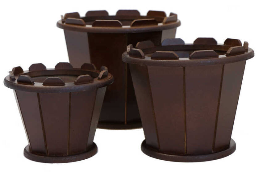 Ahşap Saksı 3lü Set Sepet Model Kahverengi - 2