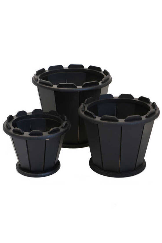 Ahşap Saksı 3lü Set Sepet Model Siyah - 1
