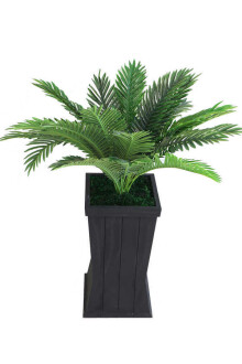 Ahşap Saksıda 24 Dallı Dev Yapay Sıkas 100 cm - Yapay Çiçek Sitesi