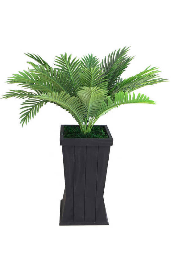 Ahşap Saksıda 24 Dallı Dev Yapay Sıkas 100 cm - 2