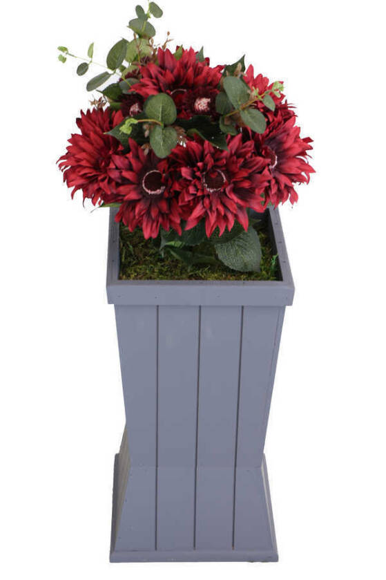 Ahşap Saksıda Lüx Gerbera Tanzimi 85 cm Bordo - 1