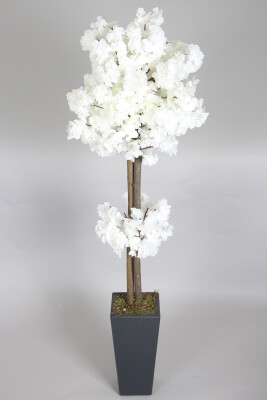 Ahşap Saksıda Yapay Bahar Dalı Ağacı Beyaz 150 cm - Yapay Çiçek Sitesi