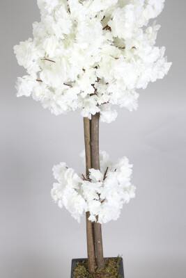 Ahşap Saksıda Yapay Bahar Dalı Ağacı Beyaz 150 cm - 4