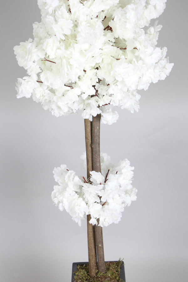 Ahşap Saksıda Yapay Bahar Dalı Ağacı Beyaz 150 cm - 4