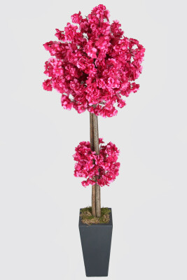 Ahşap Saksıda Yapay Bahar Dalı Ağacı Mürdüm 150 cm - 4