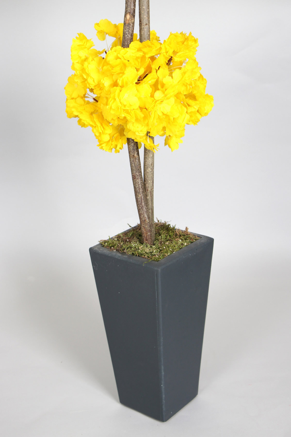 Ahşap Saksıda Yapay Bahar Dalı Ağacı Sarı 150 cm - 2