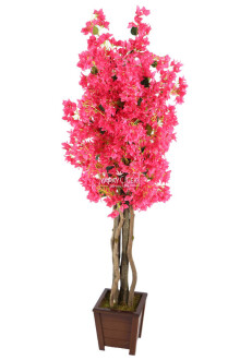 Ahşap Saksıda Yapay Begonvil Ağacı 185 cm Fuşya - 6