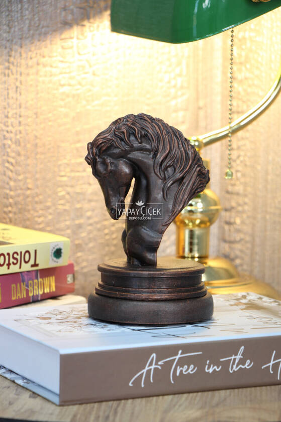 Antik At Heykeli, At Büstü, At Biblo 17 cm Kahverengi - 1