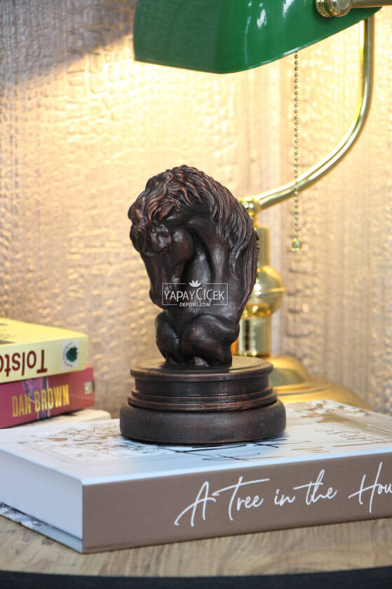 Antik At Heykeli, At Büstü, At Biblo 17 cm Kahverengi - 2