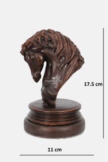 Antik At Heykeli, At Büstü, At Biblo 17 cm Kahverengi - 3