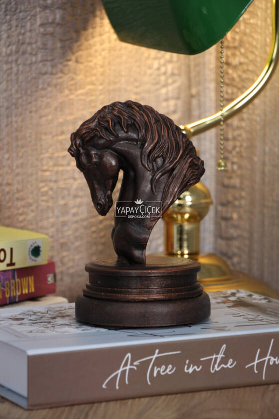 Antik At Heykeli, At Büstü, At Biblo 17 cm Kahverengi - 5