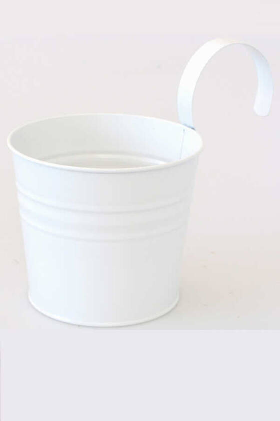 Askılı Metal Balkon Küpeşte Saksı Beyaz - 1