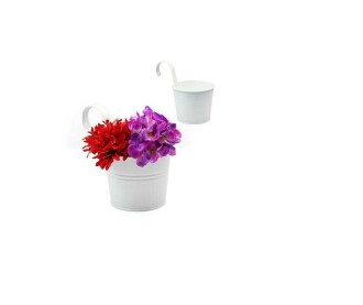 Askılı Metal Balkon Küpeşte Saksı Beyaz - 2