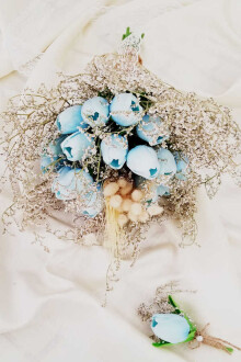 Bebe Mavi Islak Lale Kuru Çiçek Şöleni 2li Set - Yapay Çiçek Sitesi