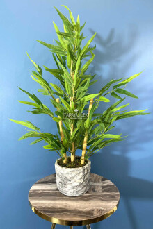 Beton Saksıda Lüx Bambu Ağacı Açık Yeşil 65 cm (Yosunlu Model) - Yapay Çiçek Sitesi