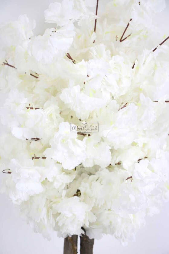 Beton Saksıda Yapay Bahar Dalı Ağacı 105 cm Beyaz - 3