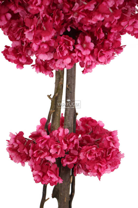 Beton Saksıda Yapay Bahar Dalı Ağacı 105 cm Mürdüm - 3