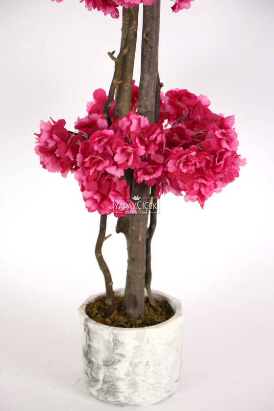 Beton Saksıda Yapay Bahar Dalı Ağacı 105 cm Mürdüm - 4