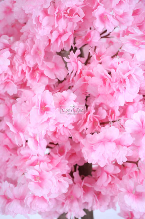 Beton Saksıda Yapay Bahar Dalı Ağacı 105 cm Pembe - 2