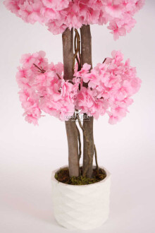 Beton Saksıda Yapay Bahar Dalı Ağacı 105 cm Pembe - 3