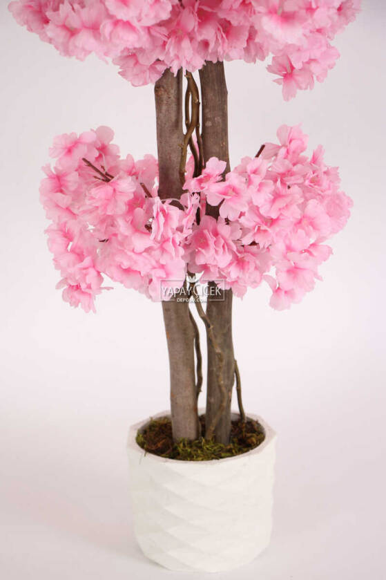 Beton Saksıda Yapay Bahar Dalı Ağacı 105 cm Pembe - 3