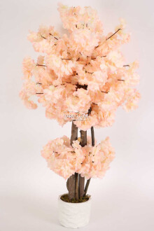 Beton Saksıda Yapay Bahar Dalı Ağacı 105 cm Somon - Yapay Çiçek Sitesi