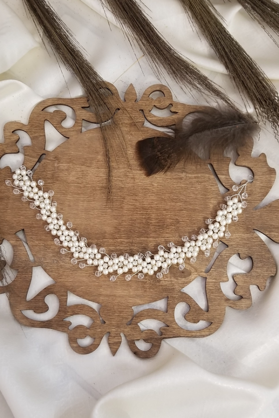 Çiçekli İncili Kristal Taç - 2