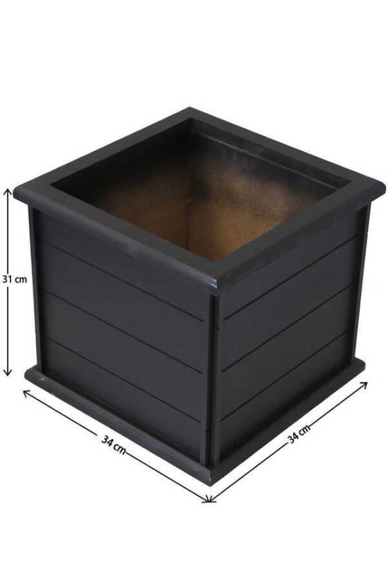 Dekoratif Ahşap Çiçeklik Saksı Geçmeli Model Siyah - 1