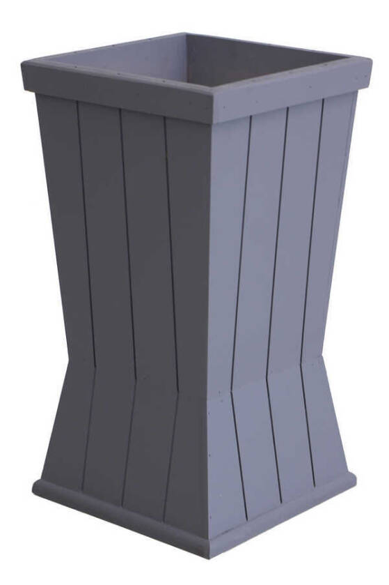 Dekoratif Ahşap MDF Saksı ve Çiçeklik Antrasit Gri 50cm Kanallı Model - 2