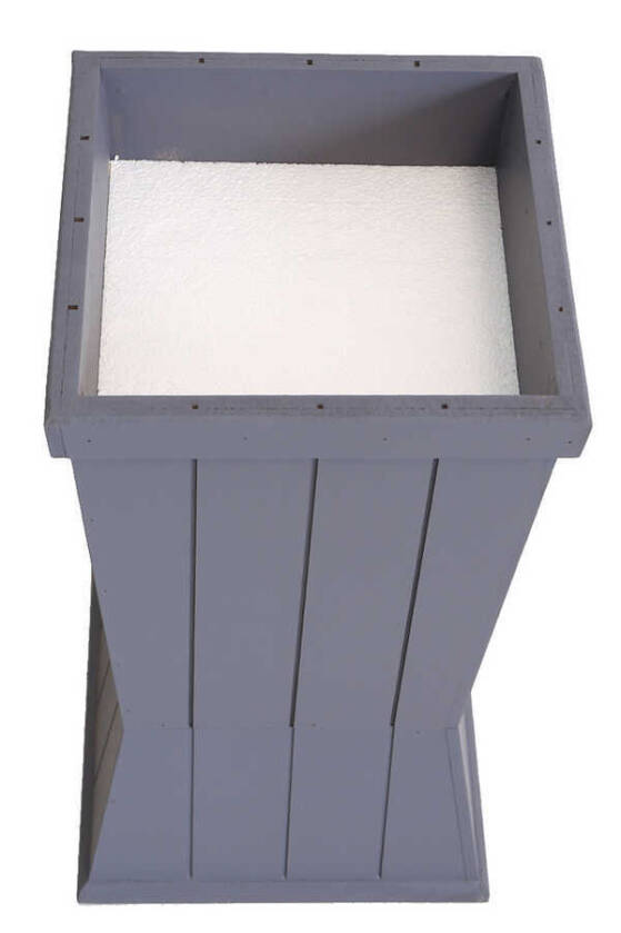 Dekoratif Ahşap MDF Saksı ve Çiçeklik Antrasit Gri 50cm Kanallı Model - 4