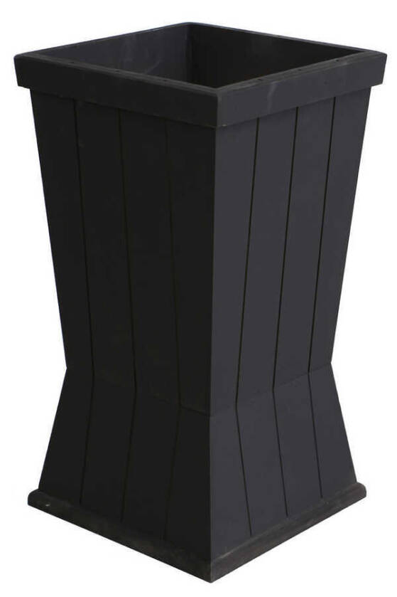 Dekoratif Ahşap MDF Saksı ve Çiçeklik Mat Siyah 50cm Kanallı Model - 2