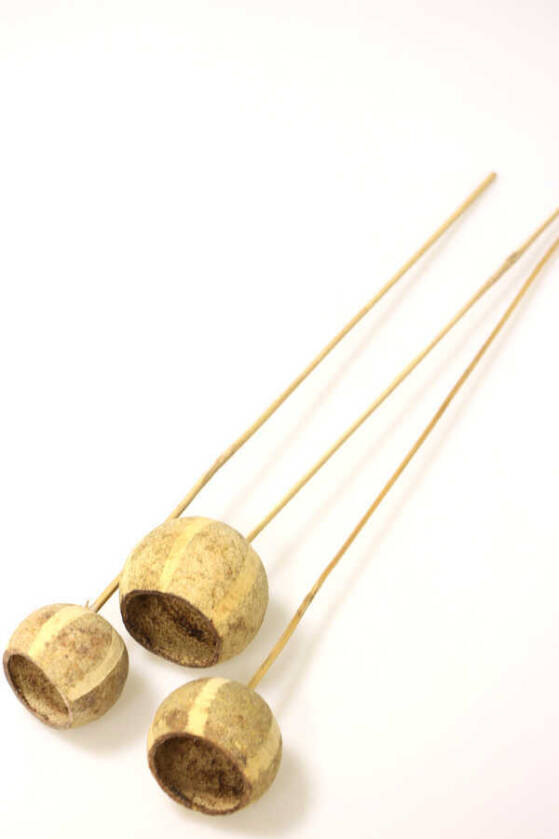 Dekoratif Bell Cup Çizgili Doğal Pumkin Kabak 3lü - 1