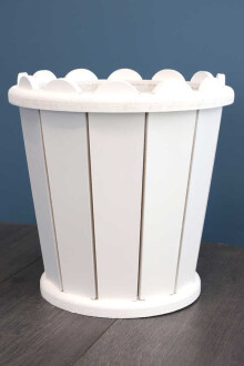 Dekoratif Konik Ahşap MDF Saksı 28 cm Beyaz - Yapay Çiçek Sitesi