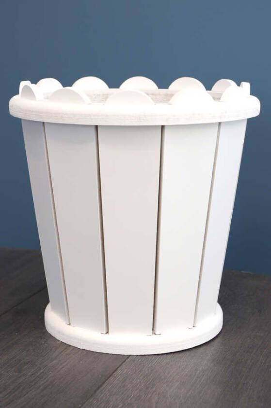 Dekoratif Konik Ahşap MDF Saksı 28 cm Beyaz - 1
