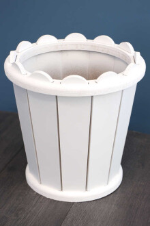 Dekoratif Konik Ahşap MDF Saksı 28 cm Beyaz - 2