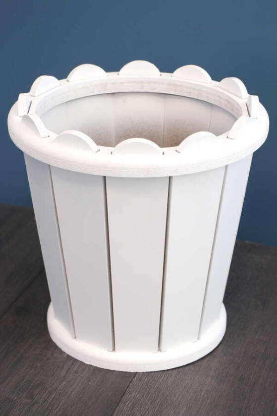 Dekoratif Konik Ahşap MDF Saksı 28 cm Beyaz - 2
