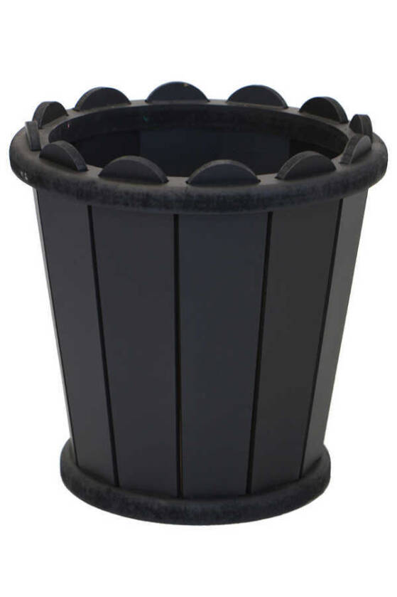 Dekoratif Konik Ahşap MDF Saksı 28 cm Siyah - 1