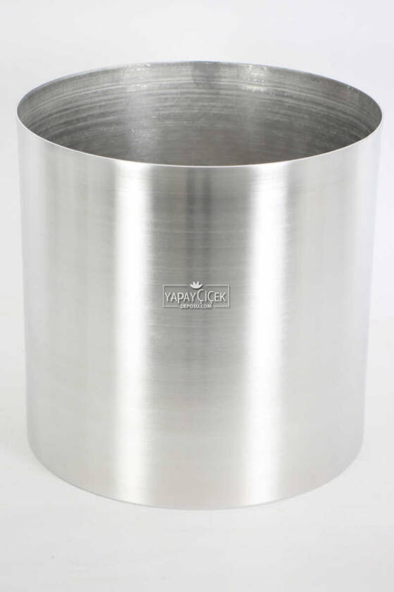 Dekoratif Metal Paslanmaz Saksı 30 cm Gri - 1